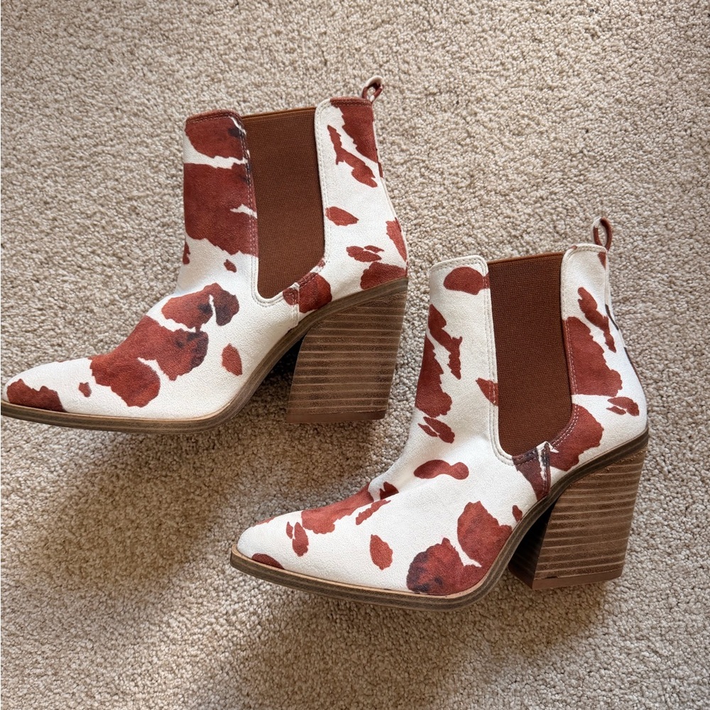 Stylish Cow Print Ankle Boots
